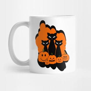 HAPPY Halloween Black Cats And Pumpkins Mug